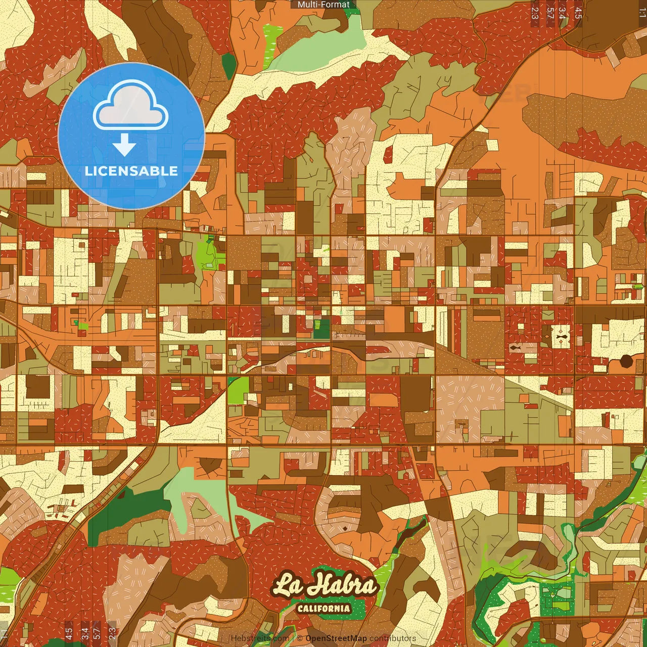 La Habra California Farmhouse Poster Art Map Template