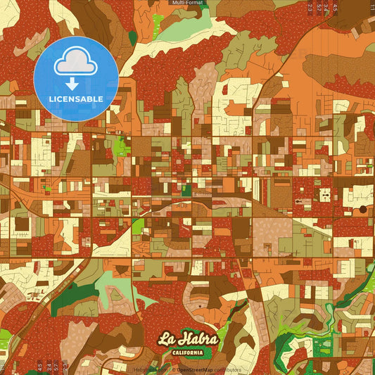 La Habra California Farmhouse Poster Art Map Template