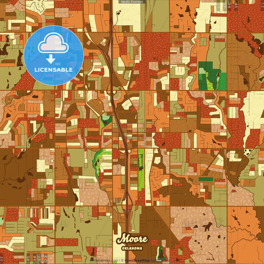 Moore Oklahoma Farmhouse Poster Art Map Template