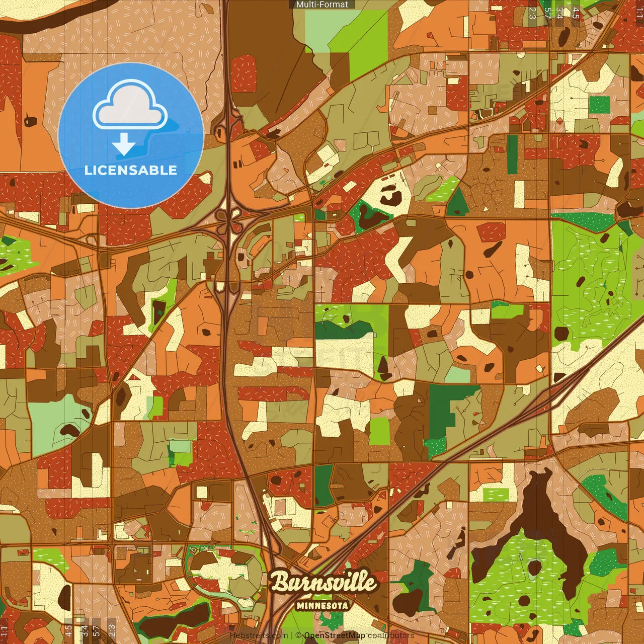 Burnsville Minnesota Farmhouse Poster Art Map Template