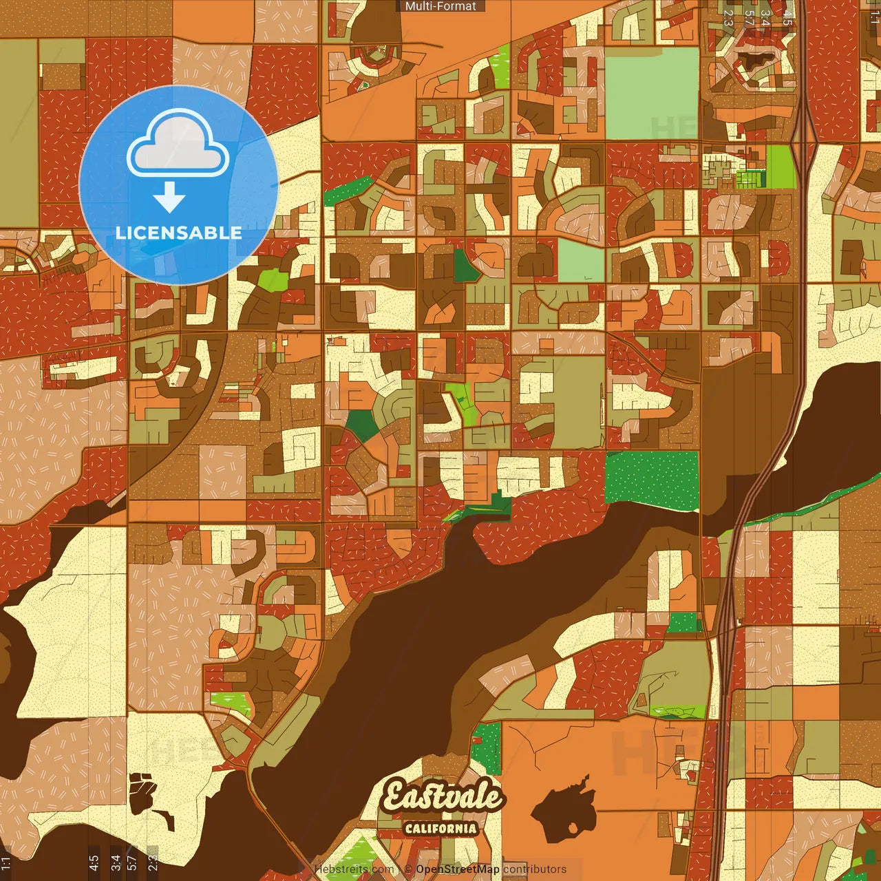 Eastvale California Farmhouse Poster Art Map Template