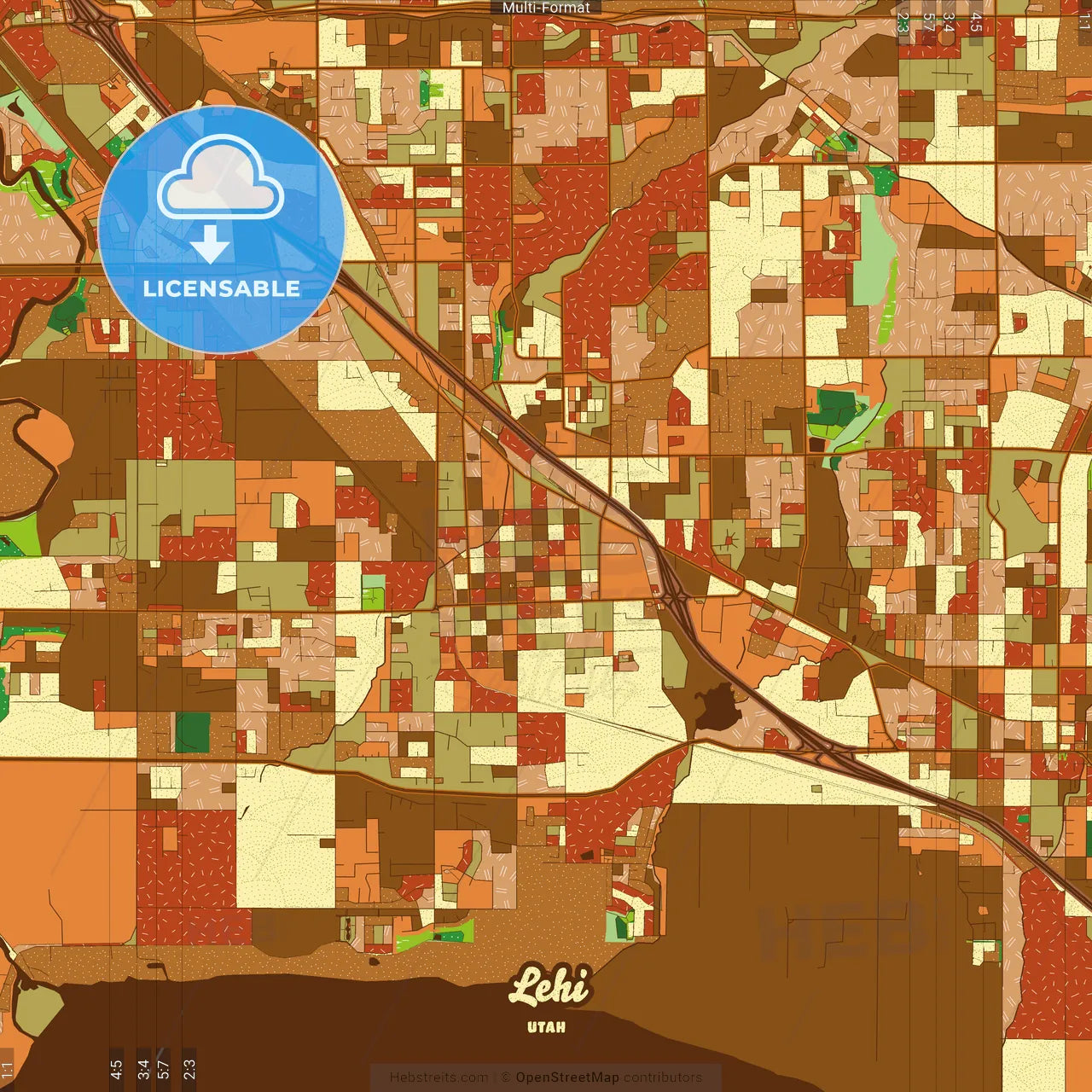 Lehi Utah Farmhouse Poster Art Map Template