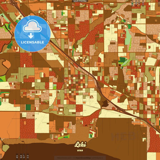 Lehi Utah Farmhouse Poster Art Map Template