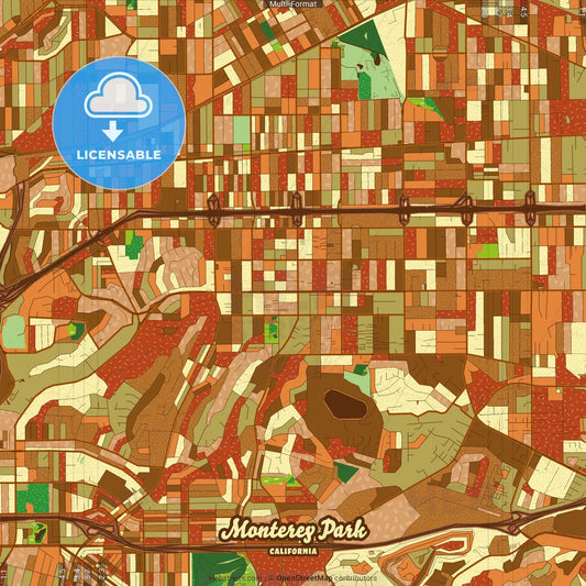 Monterey Park California Farmhouse Poster Art Map Template