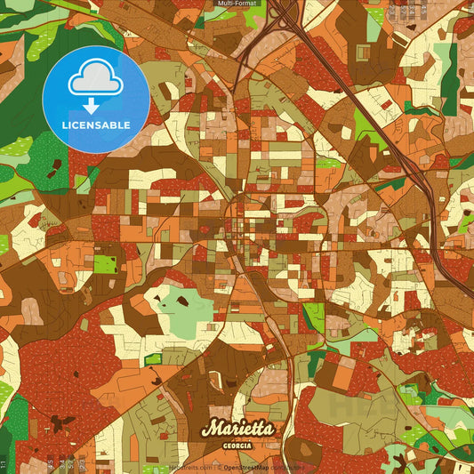 Marietta Georgia Farmhouse Poster Art Map Template