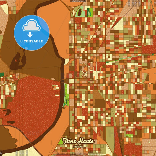 Terre Haute Indiana Farmhouse Poster Art Map Template