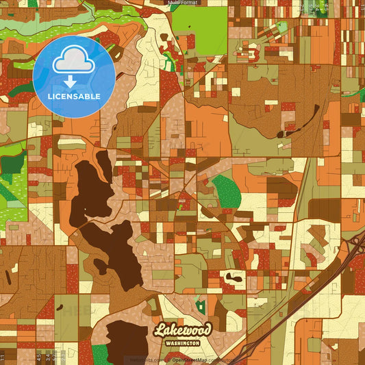Lakewood Washington Farmhouse Poster Art Map Template