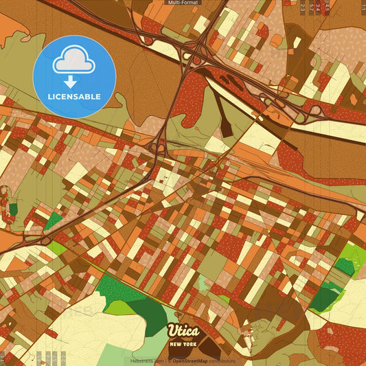 Utica New York Farmhouse Poster Art Map Template