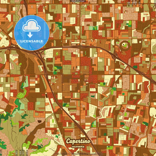 Cupertino California Farmhouse Poster Art Map Template