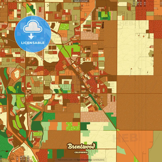 Brentwood California Farmhouse Poster Art Map Template