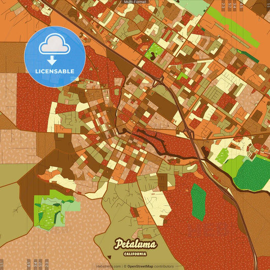 Petaluma California Farmhouse Poster Art Map Template