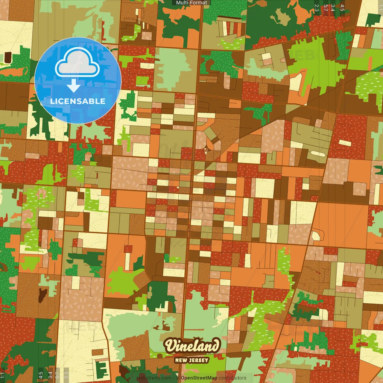 Vineland New Jersey Farmhouse Poster Art Map Template