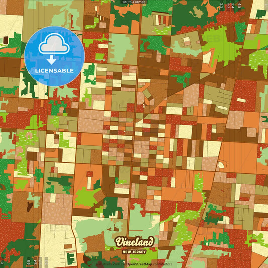 Vineland New Jersey Farmhouse Poster Art Map Template