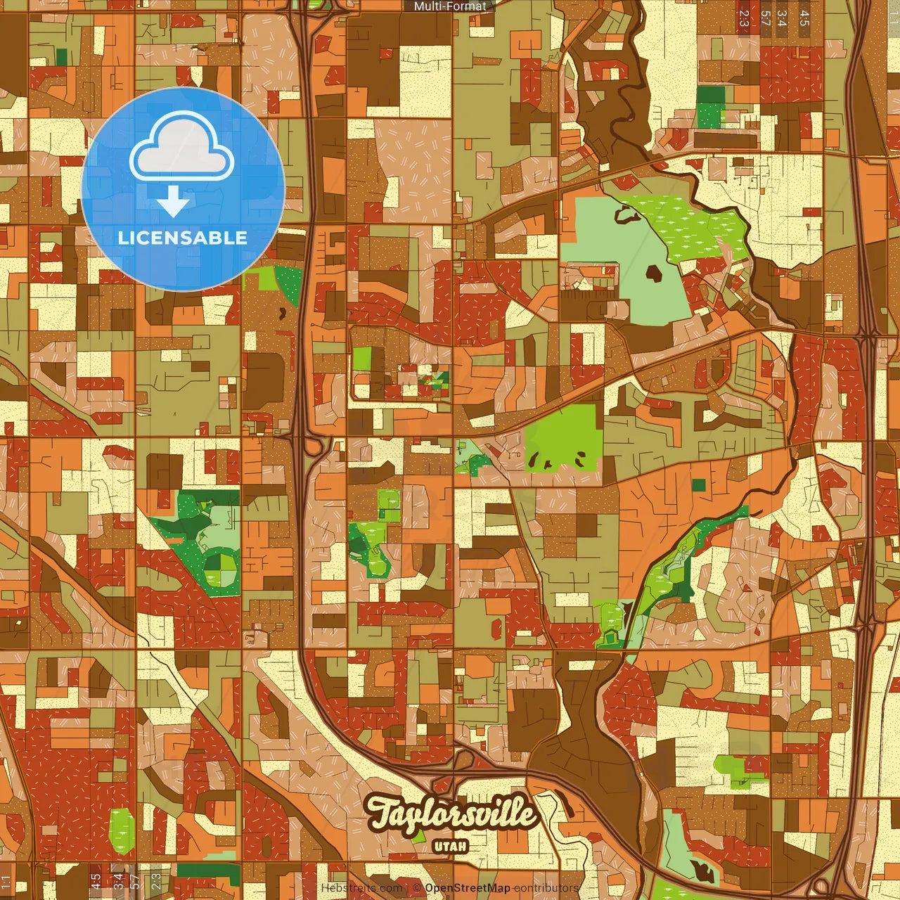 Taylorsville Utah Farmhouse Poster Art Map Template