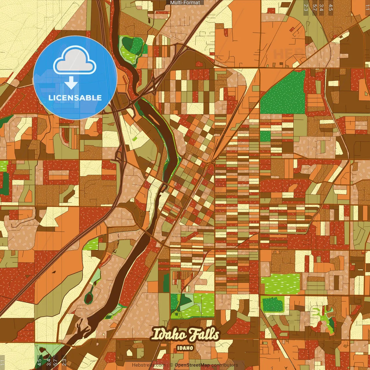 Idaho Falls Idaho Farmhouse Poster Art Map Template