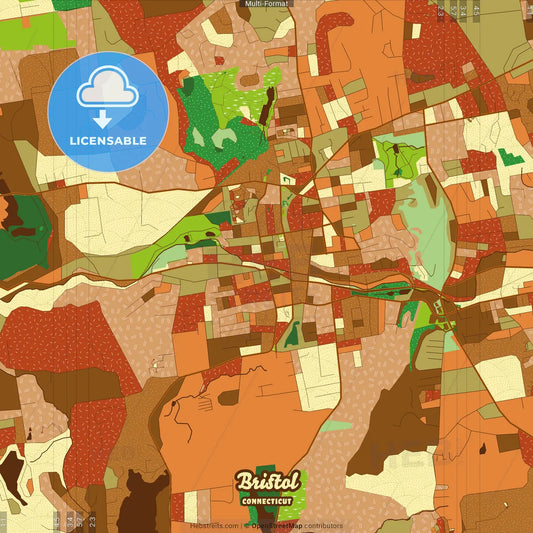 Bristol Connecticut Farmhouse Poster Art Map Template