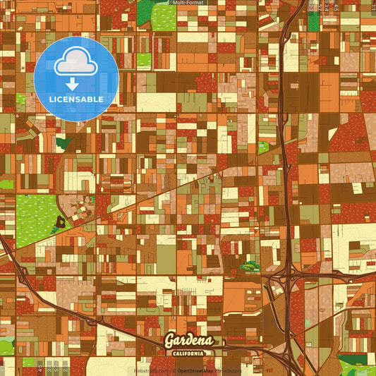 Gardena California Farmhouse Poster Art Map Template