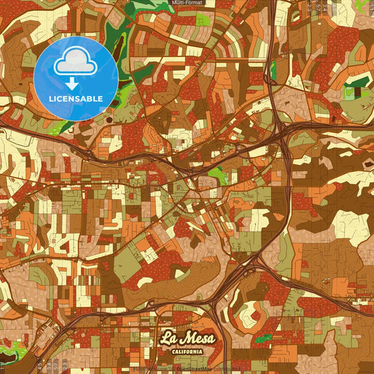 La Mesa California Farmhouse Poster Art Map Template