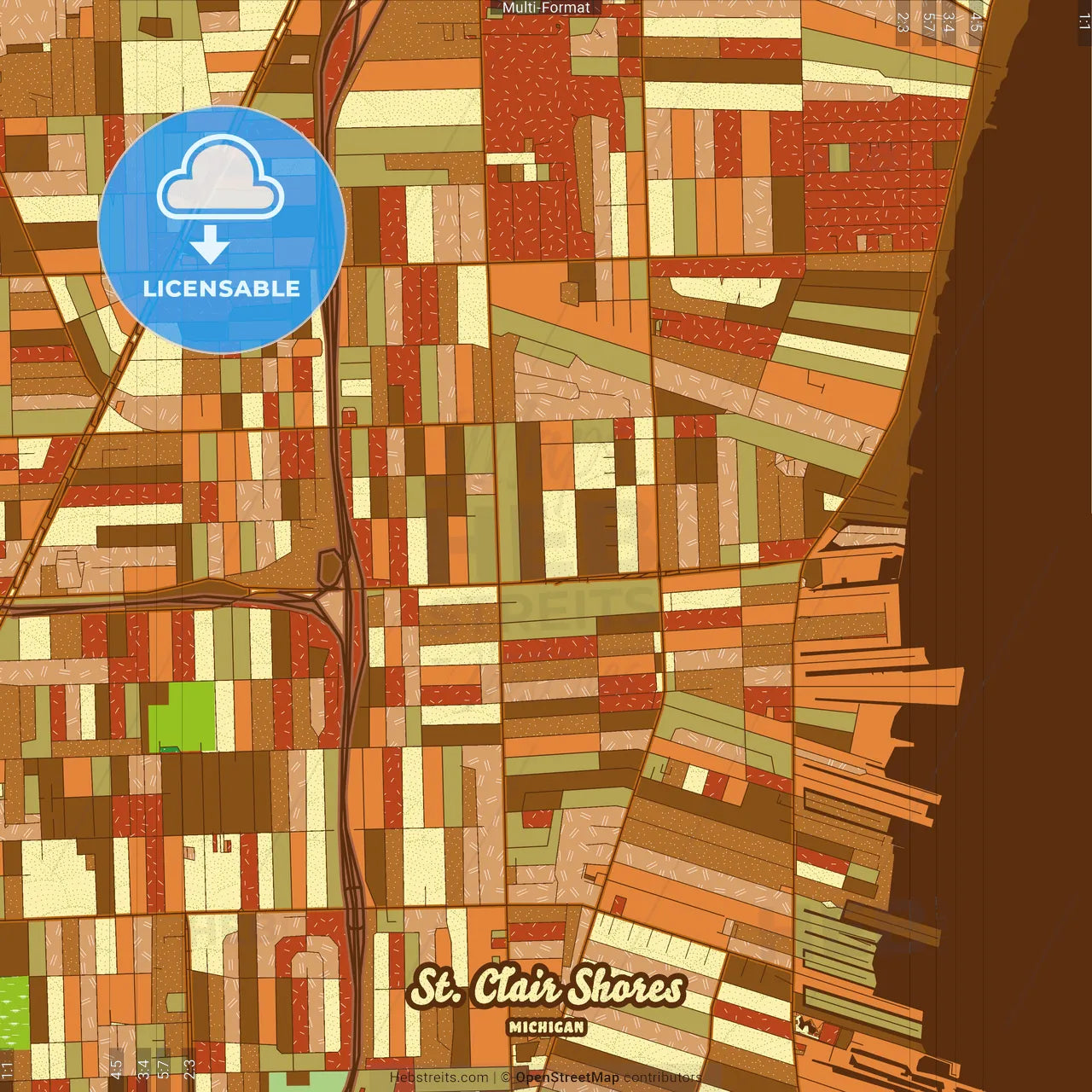 St. Clair Shores Michigan Farmhouse Poster Art Map Template