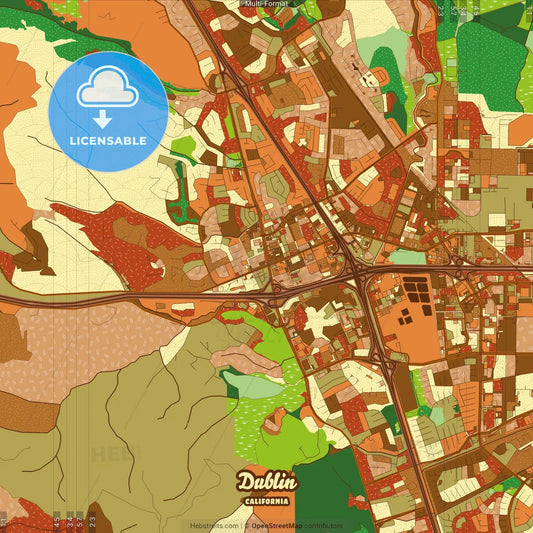 Dublin California Farmhouse Poster Art Map Template