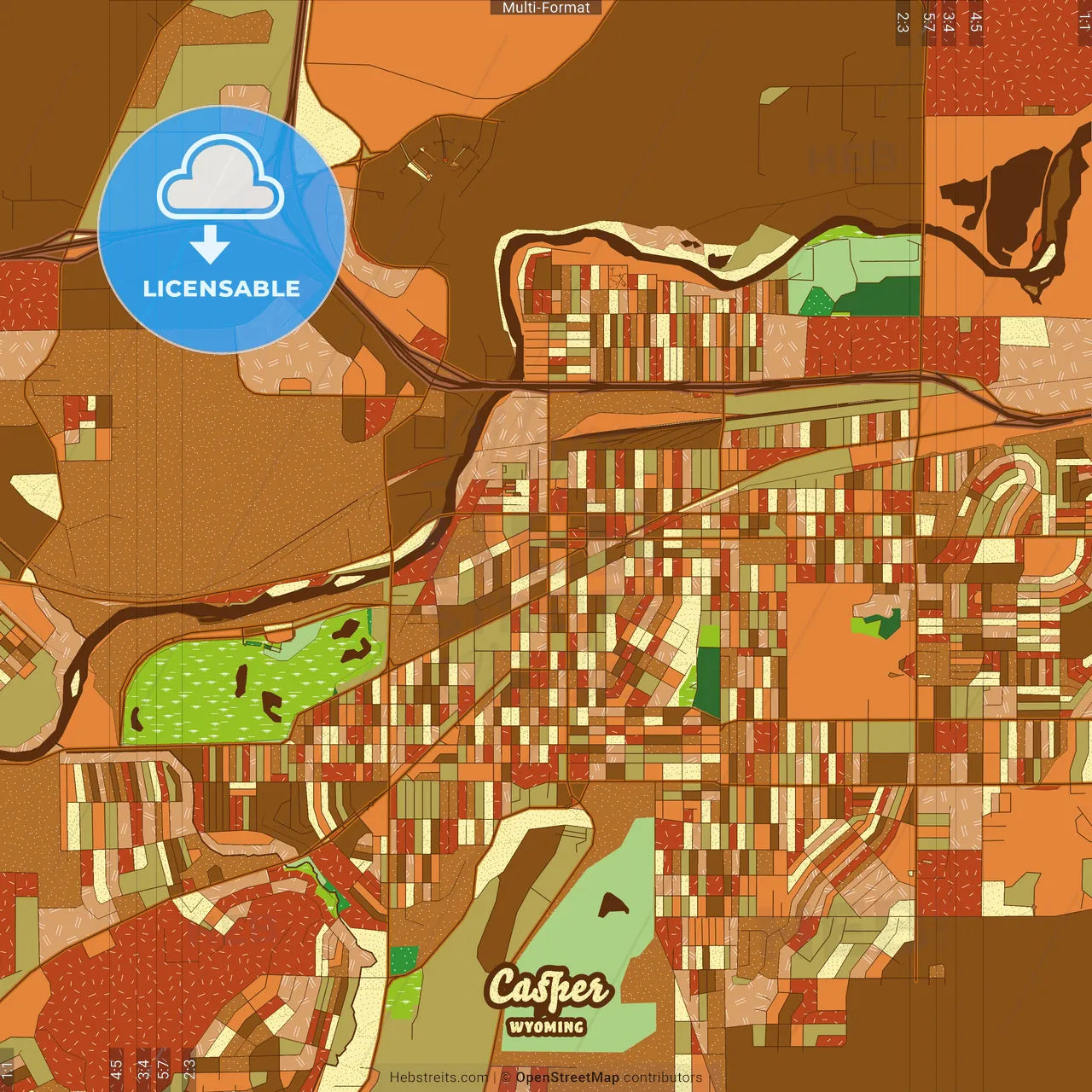 Casper Wyoming Farmhouse Poster Art Map Template