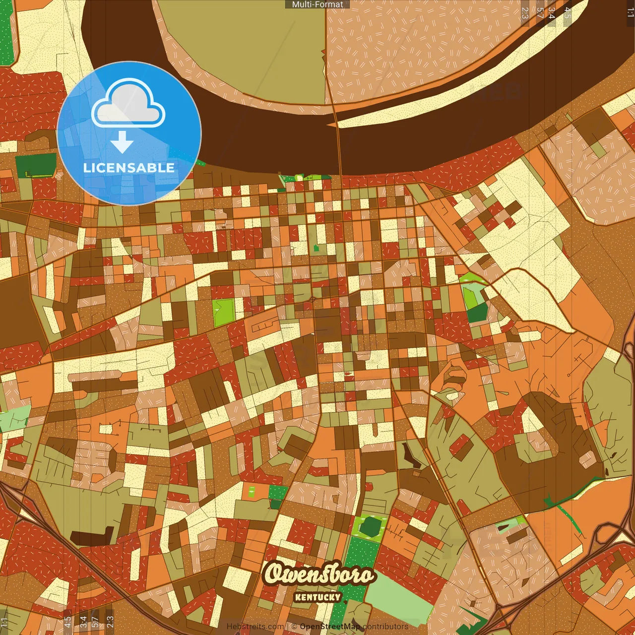 Owensboro Kentucky Farmhouse Poster Art Map Template