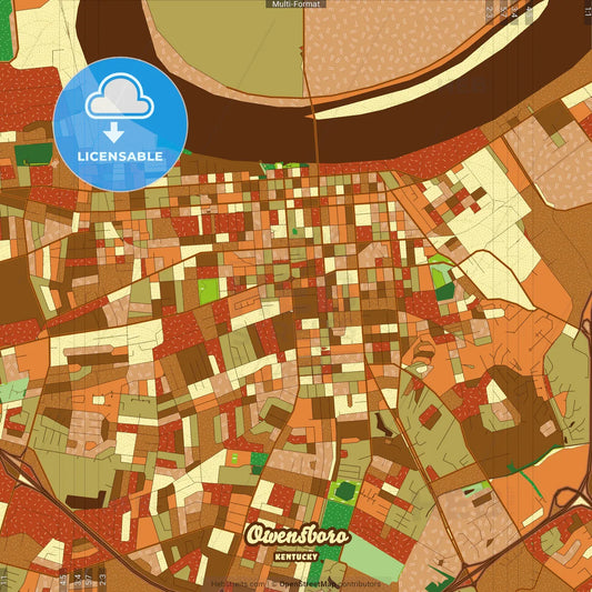 Owensboro Kentucky Farmhouse Poster Art Map Template