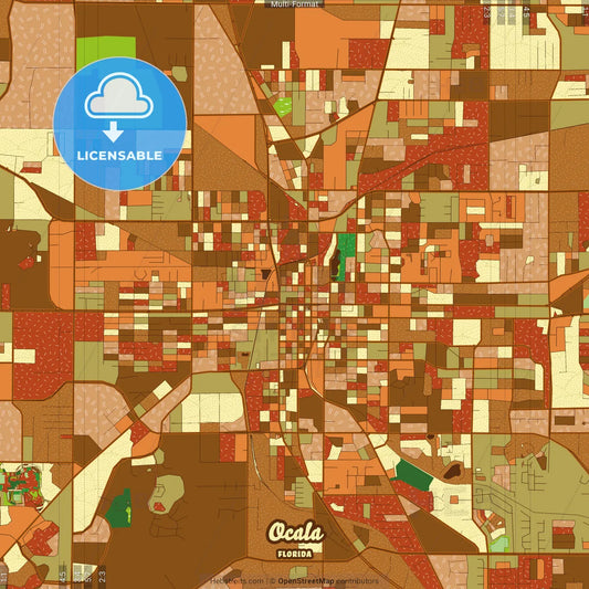 Ocala Florida Farmhouse Poster Art Map Template