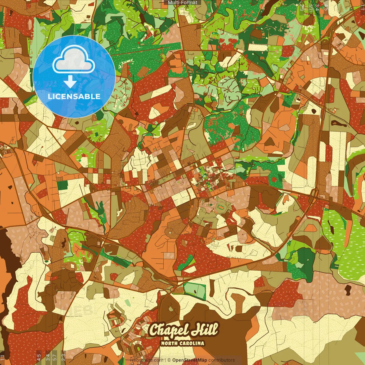 Chapel Hill North Carolina Farmhouse Poster Art Map Template