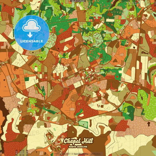 Chapel Hill North Carolina Farmhouse Poster Art Map Template