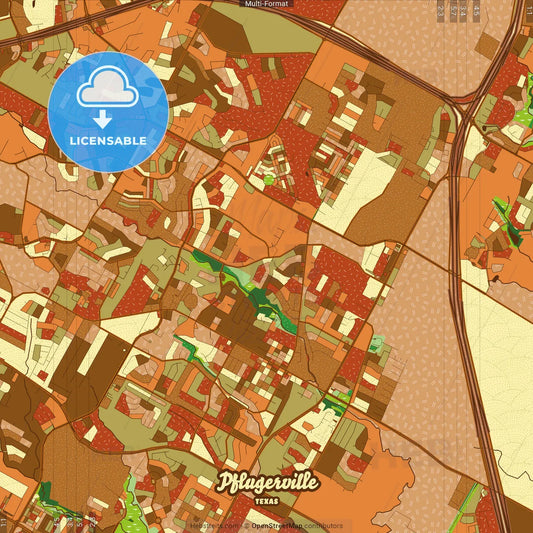Pflugerville Texas Farmhouse Poster Art Map Template