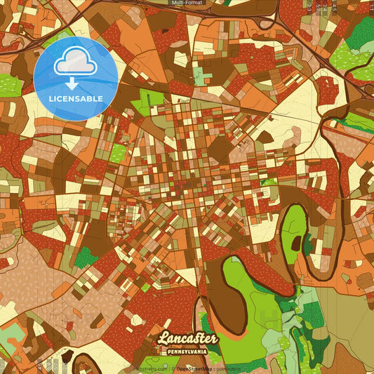 Lancaster Pennsylvania Farmhouse Poster Art Map Template