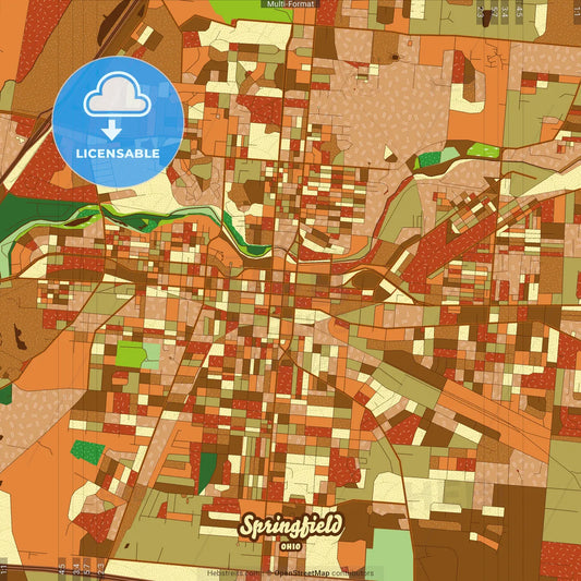 Springfield Ohio Farmhouse Poster Art Map Template