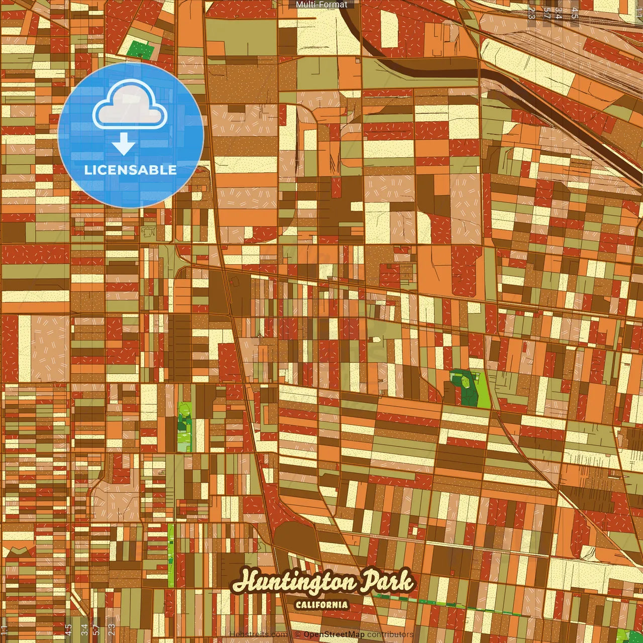 Huntington Park California Farmhouse Poster Art Map Template