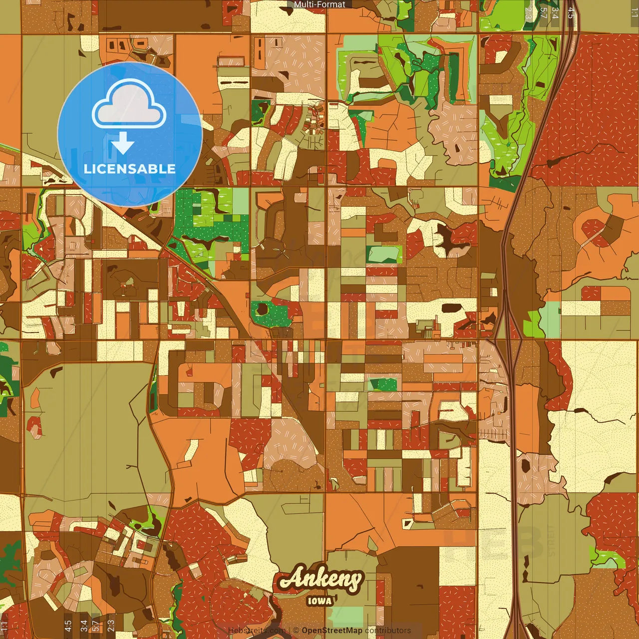 Ankeny Iowa Farmhouse Poster Art Map Template