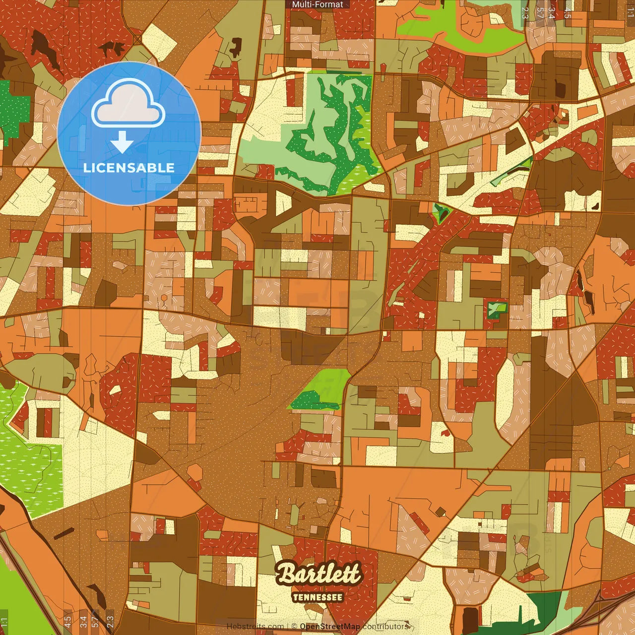 Bartlett Tennessee Farmhouse Poster Art Map Template