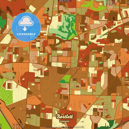 Bartlett Tennessee Farmhouse Poster Art Map Template