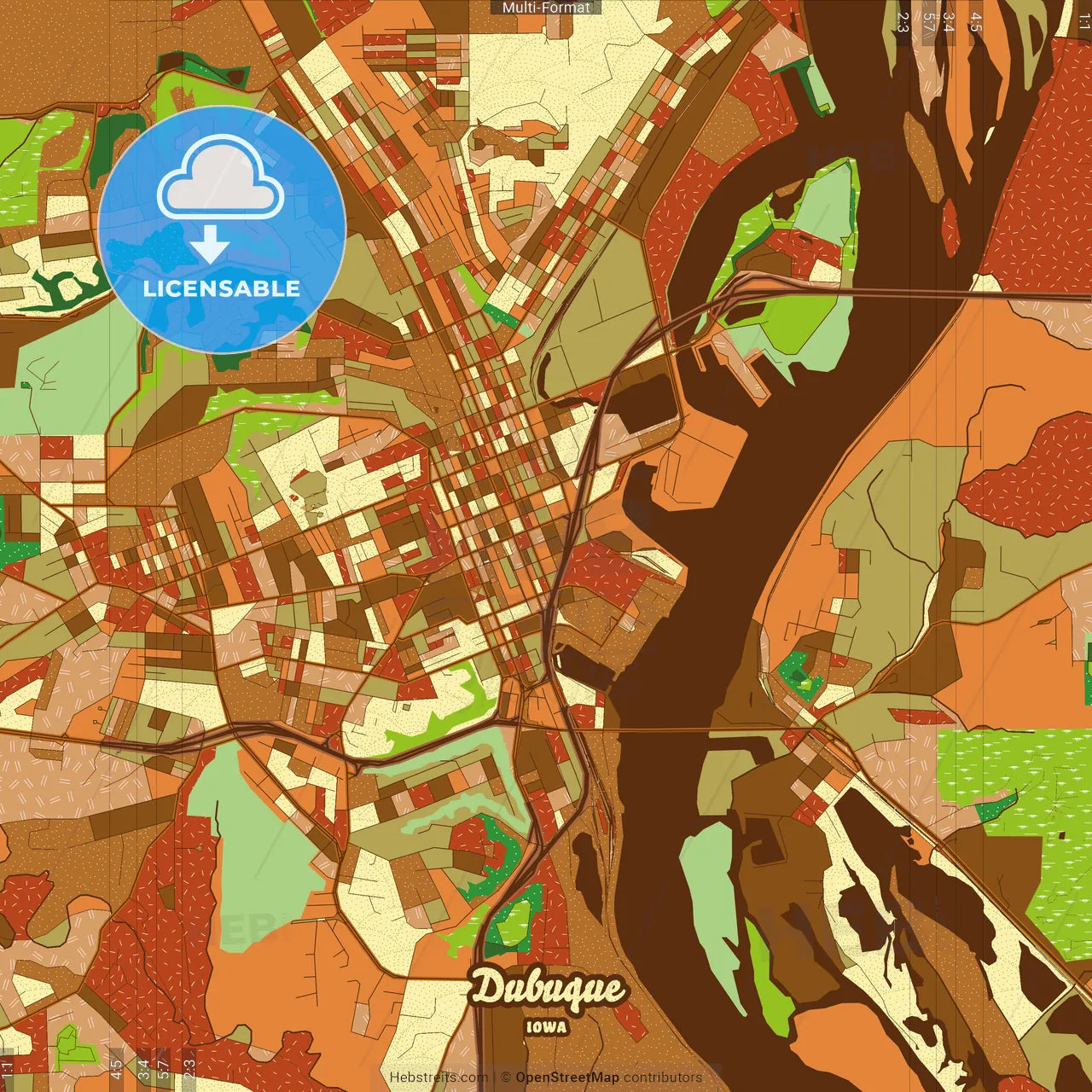 Dubuque Iowa Farmhouse Poster Art Map Template