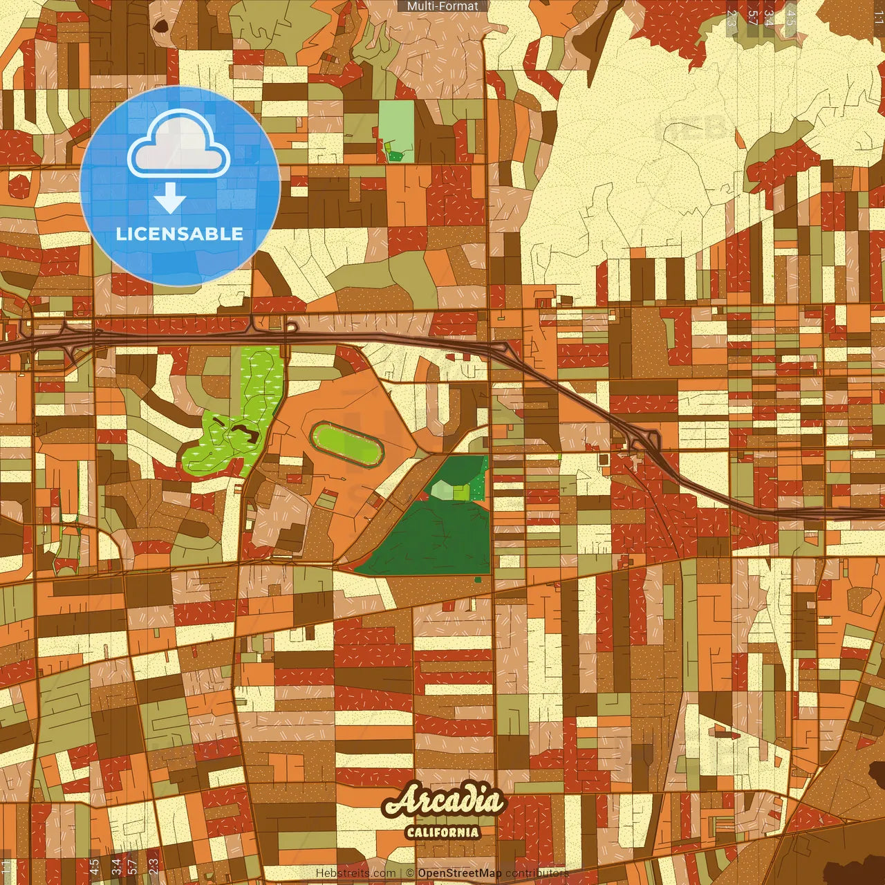 Arcadia California Farmhouse Poster Art Map Template