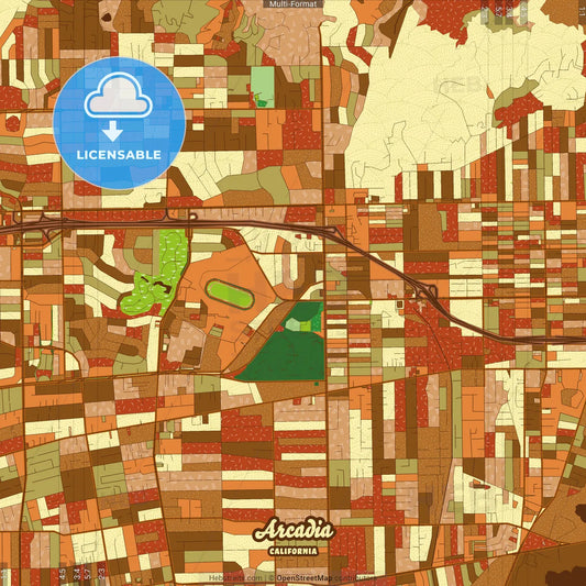 Arcadia California Farmhouse Poster Art Map Template