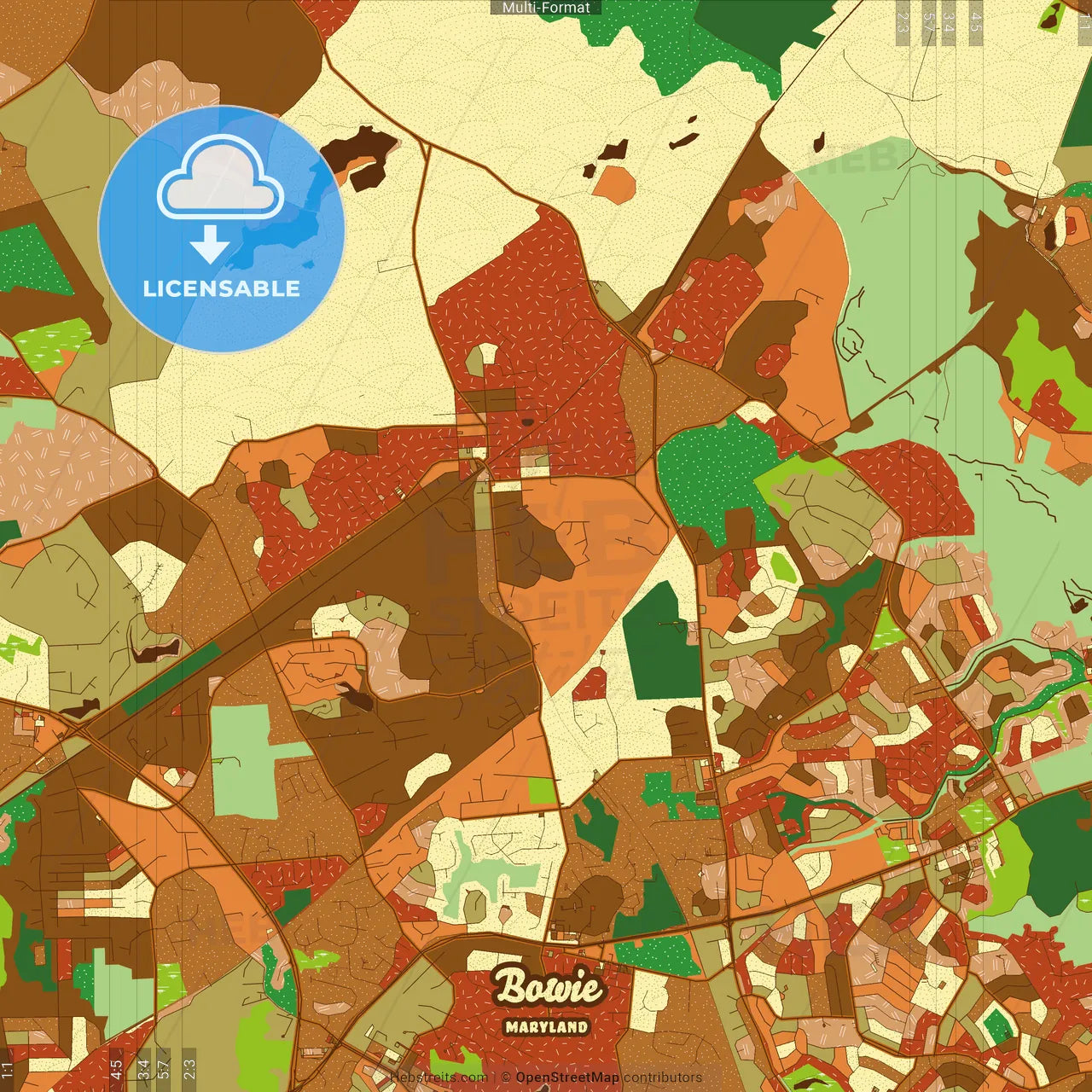 Bowie Maryland Farmhouse Poster Art Map Template