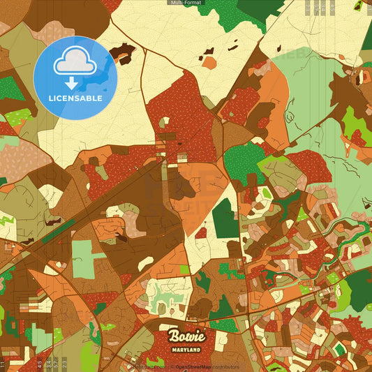 Bowie Maryland Farmhouse Poster Art Map Template