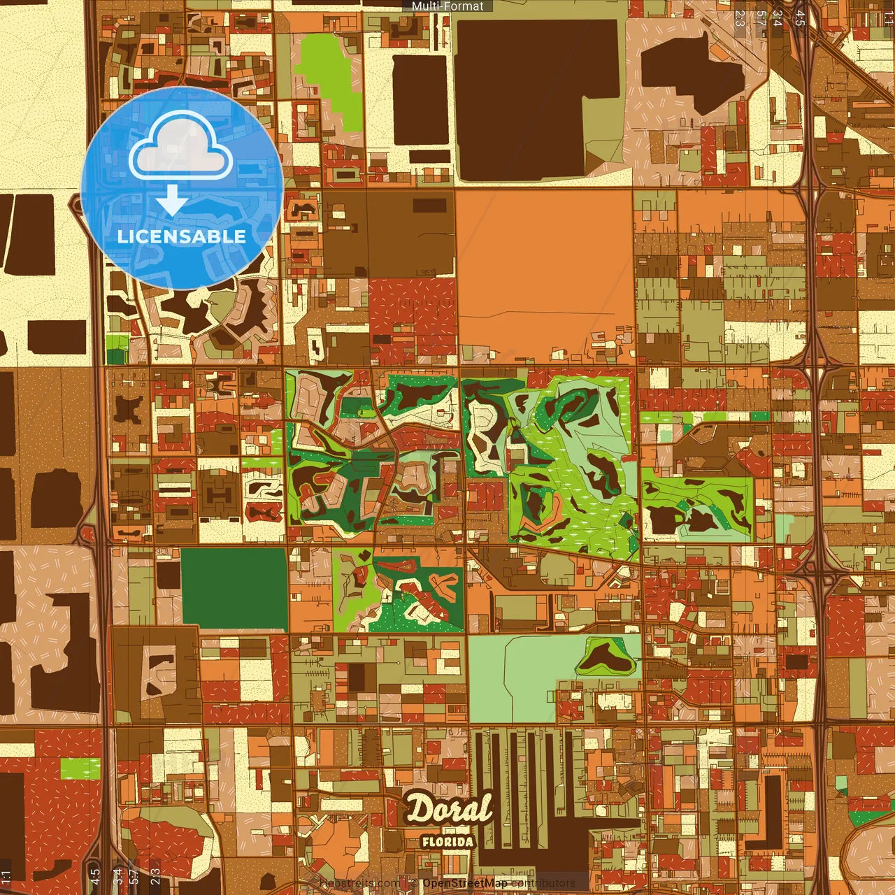 Doral Florida Farmhouse Poster Art Map Template