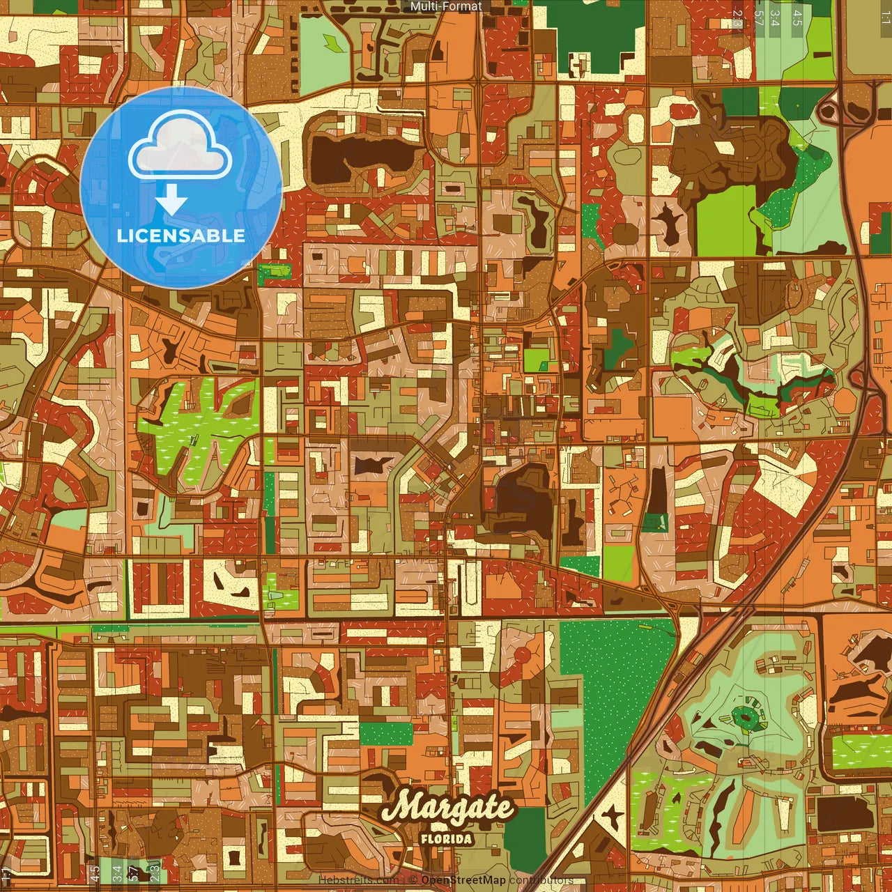 Margate Florida Farmhouse Poster Art Map Template