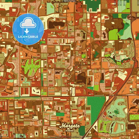 Margate Florida Farmhouse Poster Art Map Template