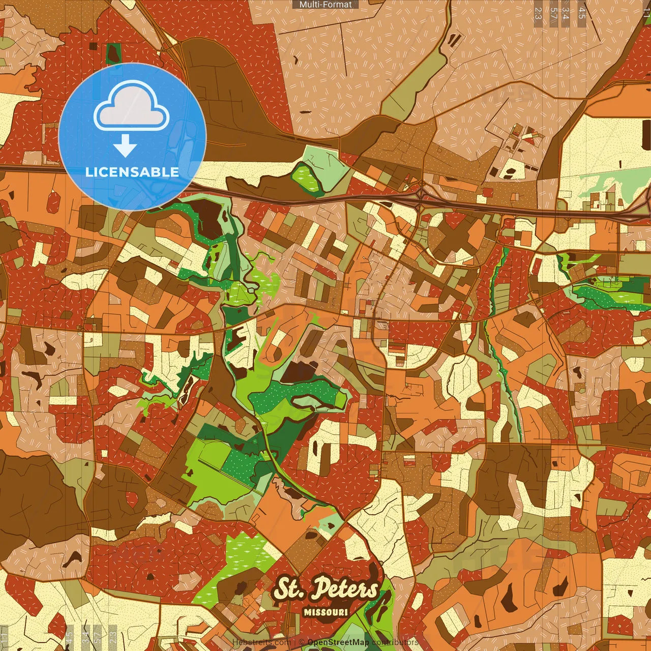 St. Peters Missouri Farmhouse Poster Art Map Template