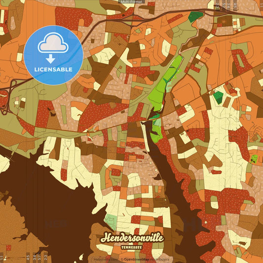 Hendersonville Tennessee Farmhouse Poster Art Map Template