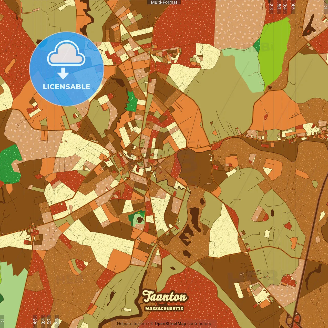 Taunton Massachusetts Farmhouse Poster Art Map Template