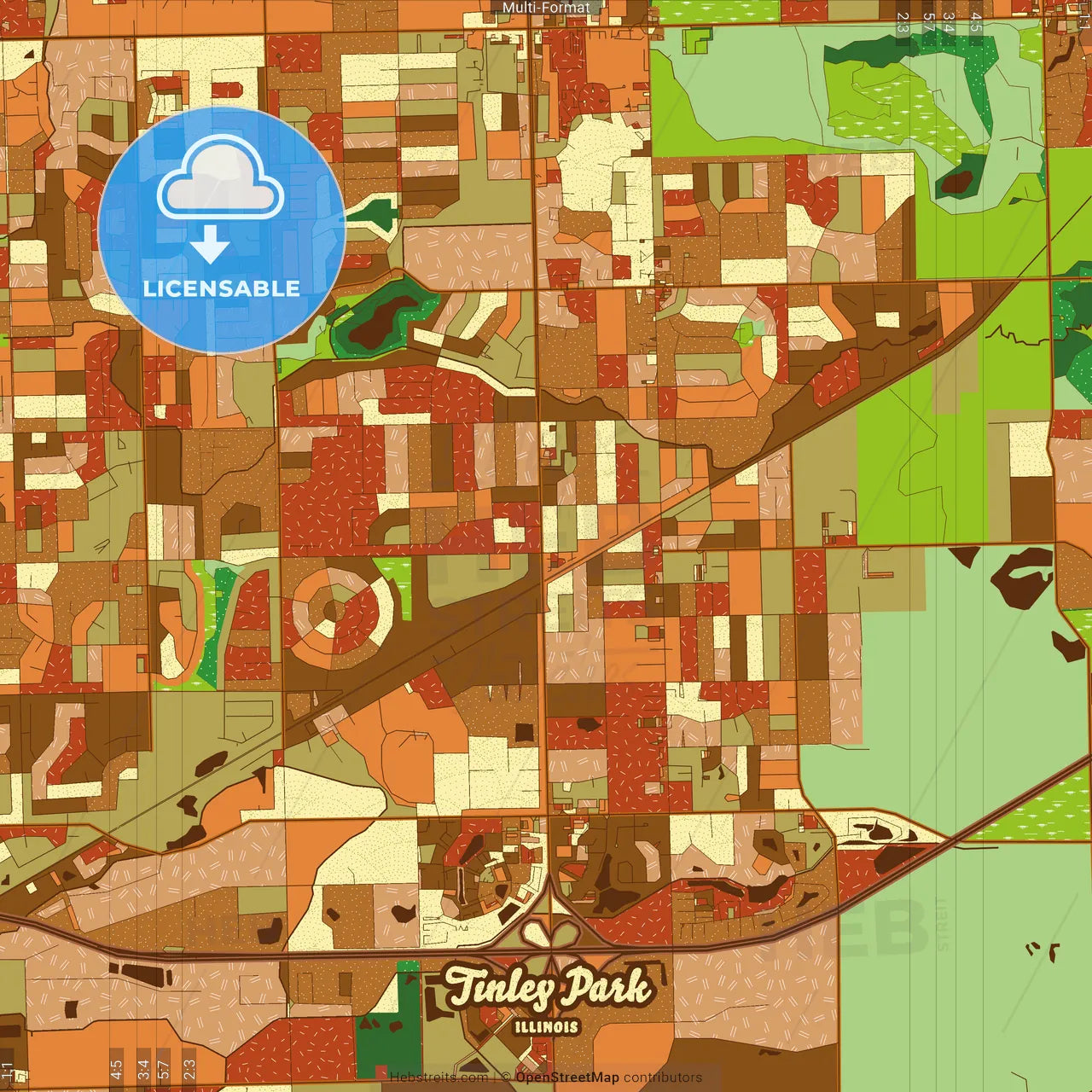 Tinley Park Illinois Farmhouse Poster Art Map Template