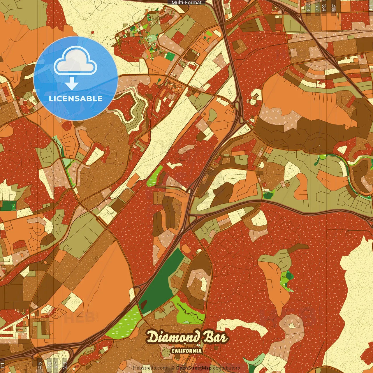 Diamond Bar California Farmhouse Poster Art Map Template